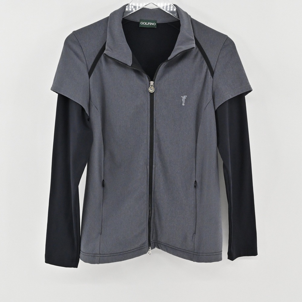 Golfino Zip Jacket Womens Size 8 Grey Black Athletic Layering Lightweight Sports